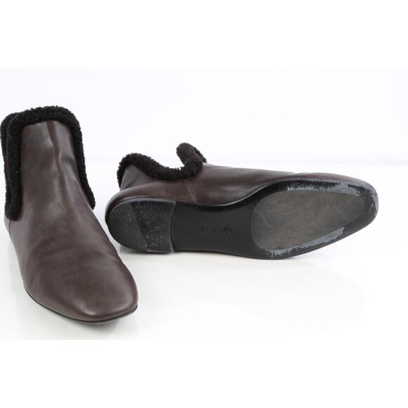 The Row Eros Brown Leather Shearling Lined Ankle Boots Luxe Winter Size 40.5 - Picture 11 of 16